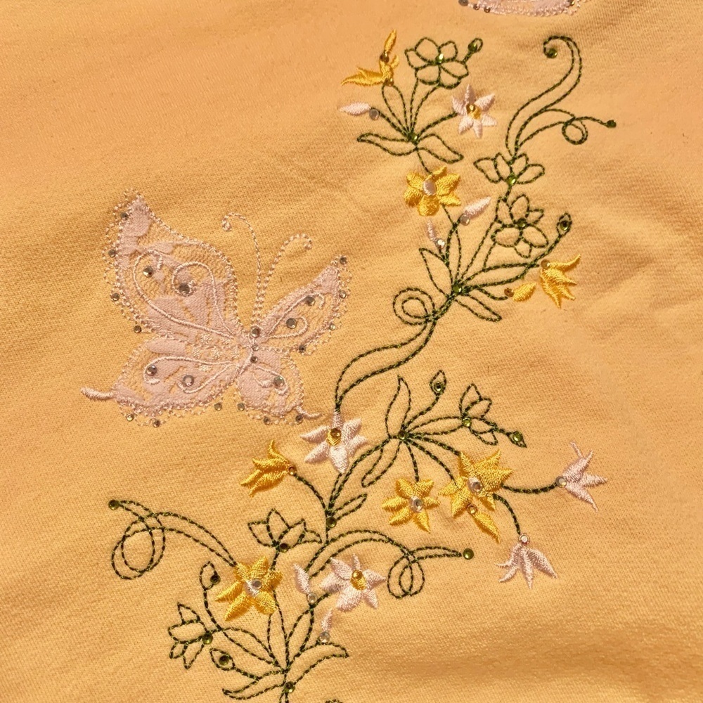 VINTAGE 80S YELLOW GRANNY COTTAGE MOM GARDEN CORE SWEATSHIRT XL FALL - Picture 3 of 5